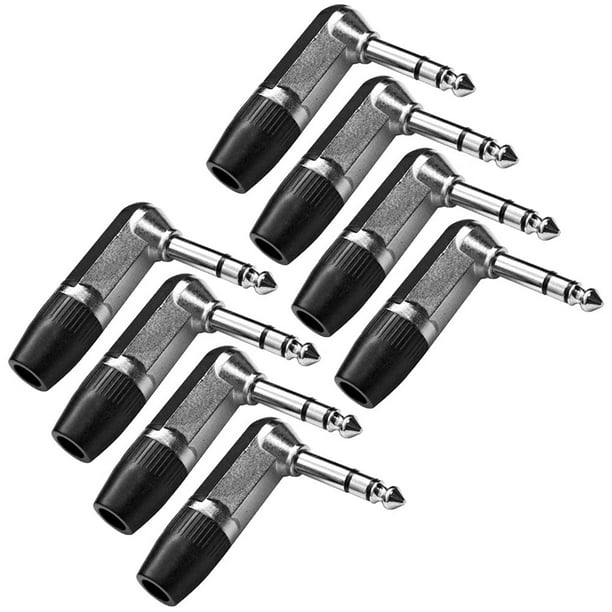 4 Pack of Right Angle 1//4 TRS Stereo Connector with Rubber Grommet Heavy Duty Plug Seismic Audio